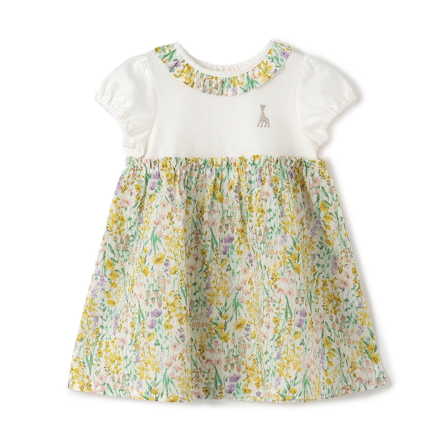 リップル花柄半袖ワンピース