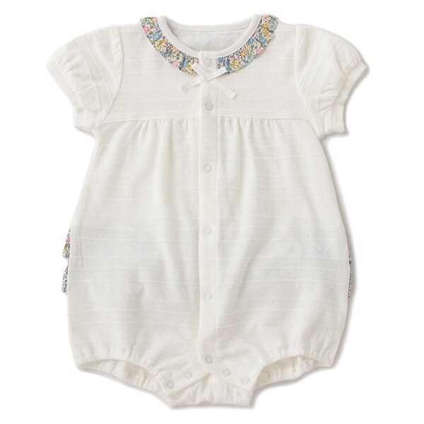 【KISETTE】 天竺ジャカード小花柄ロンパース【日本製】