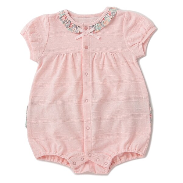 【KISETTE】 天竺ジャカード小花柄ロンパース【日本製】