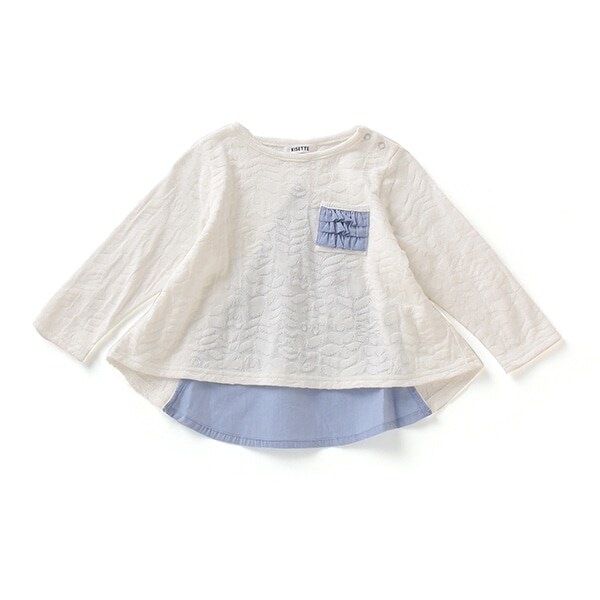 【KISETTE】 フラワー柄天竺ジャカード長袖TEE【日本製】