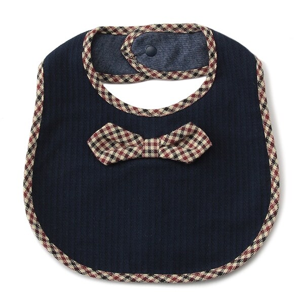 【KISETTE】 ギンガムチェック蝶付きスタイ【日本製】