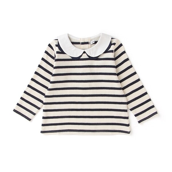 【KISETTE】 スカラップ衿ボーダー長袖TEE【日本製】
