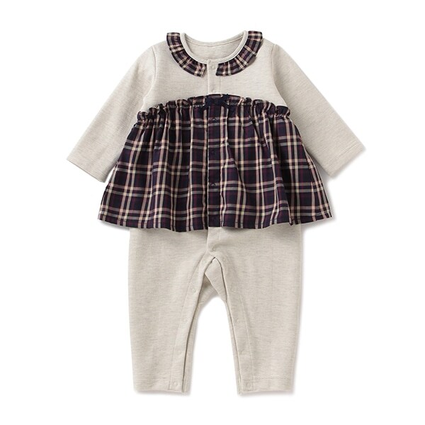 【KISETTE】 チェックチュニックカバーオール【日本製】