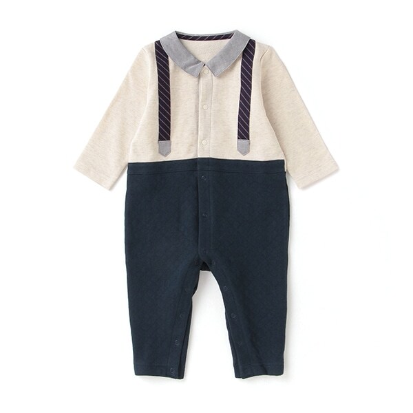 【KISETTE】 キルトジャガードサスペンダーカバーオール【日本製】