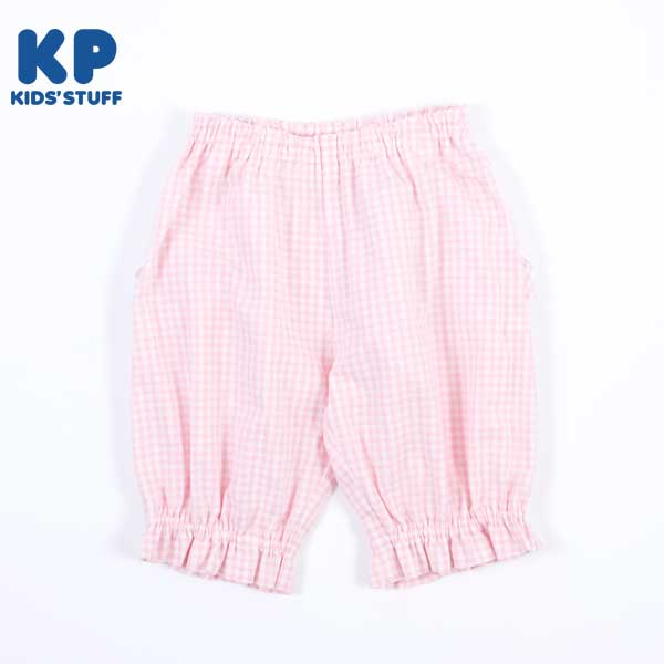 うさぎ柄レース後ろフリルの6分丈ギンガムパンツ