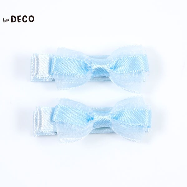 リボンヘアクリップ 同色2個セット
