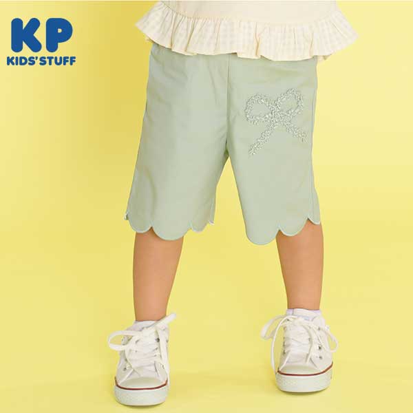 スカラップカットのストレッチブロードハーフパンツ(90)