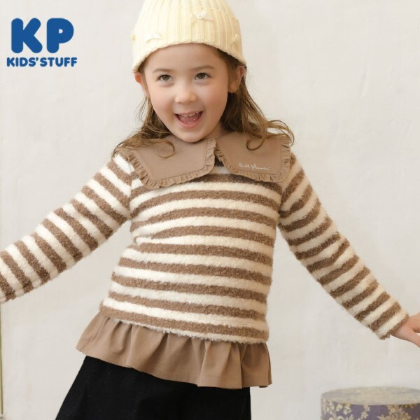 KP(ケーピー)衿付きボーダーチュニック(110～140)