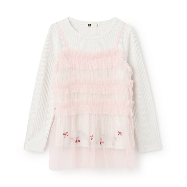 チュールドッキングラメ入り長袖チュニック