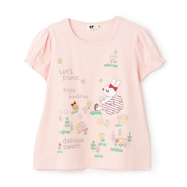 ピクニックmimiアップリケ　半袖Tシャツ
