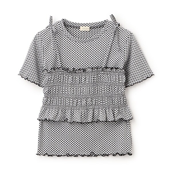 ギンガムチェックTシャツビスチェセット