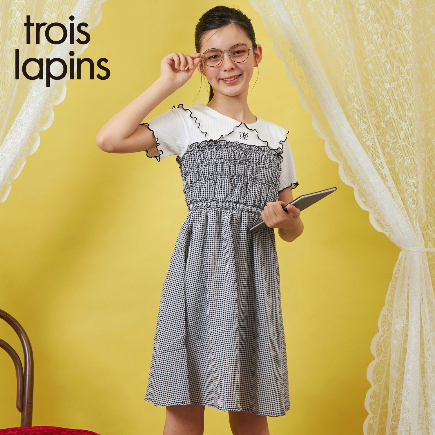 ギンガムチェックドッキングワンピース