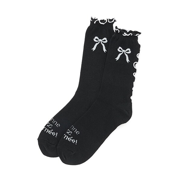リボンモチーフクルーソックス