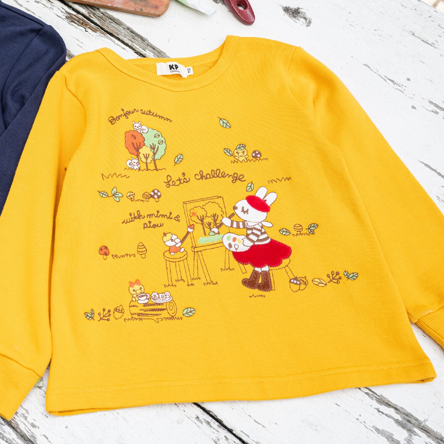 お絵描きミミ 刺シュウトレーナー 【吸湿発熱加工】