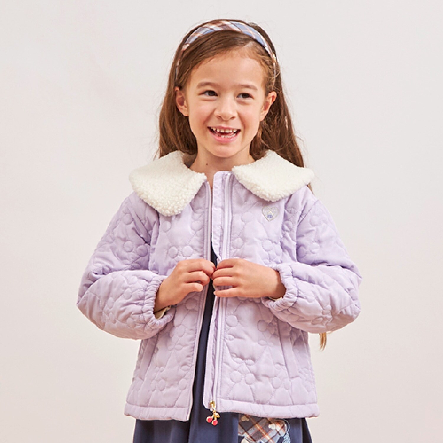 ボア衿 チェリーキルトタフタ ジャケット