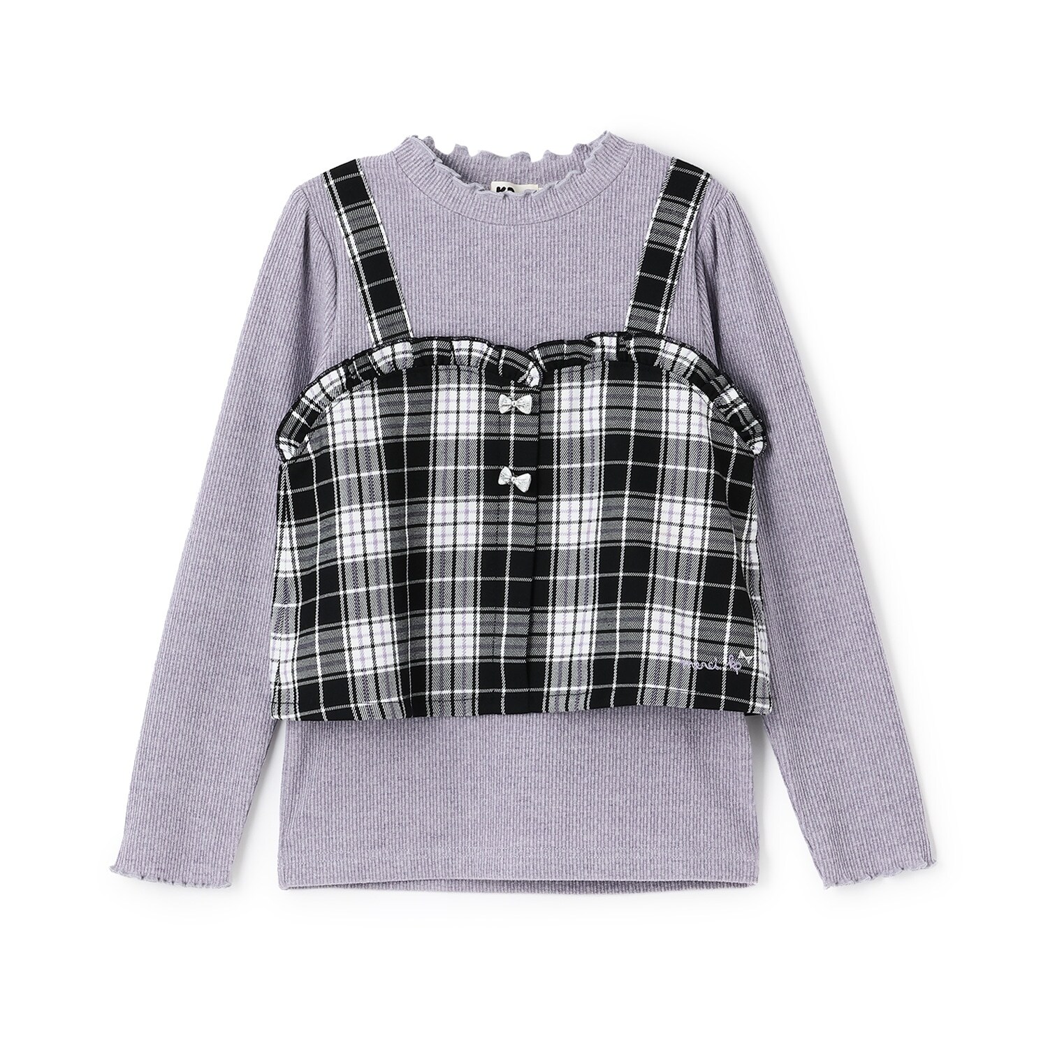 起毛ランダムテレコ×ラメチェック レイヤード風Ｔシャツ