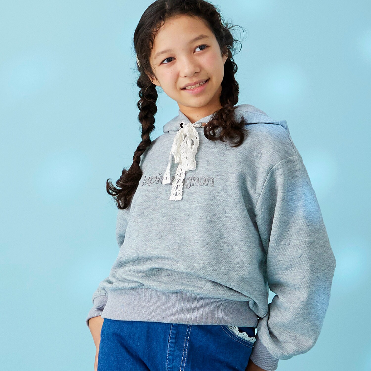 trois lapins ハートキルトジャカード プルパーカ