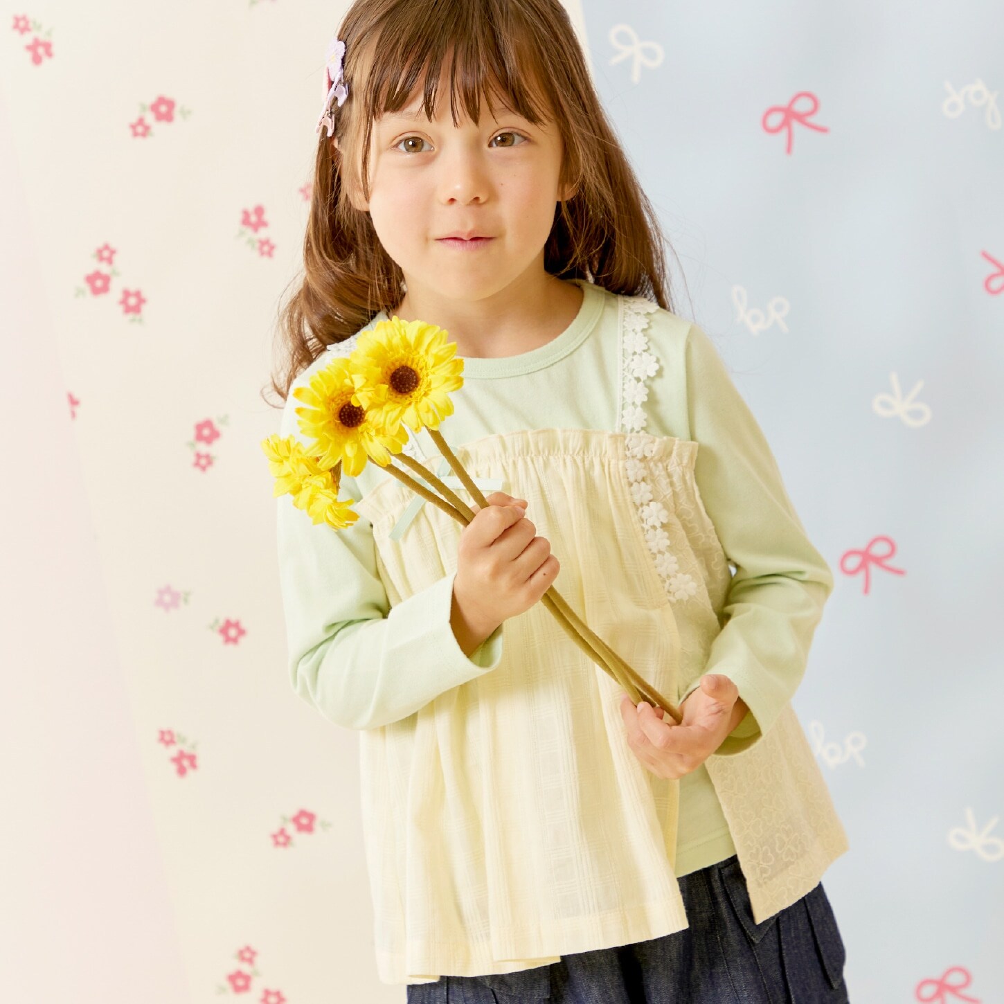 レース切り替え レイヤード風チュニック