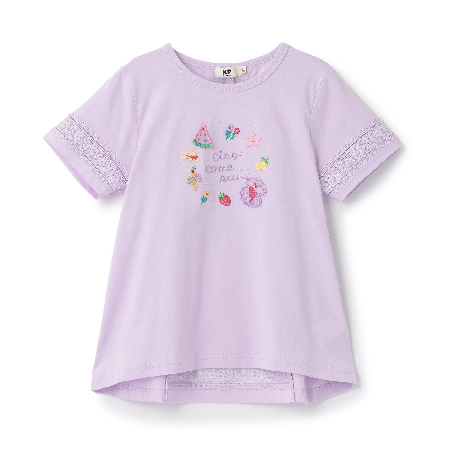 レース切り替え袖 Tシャツ