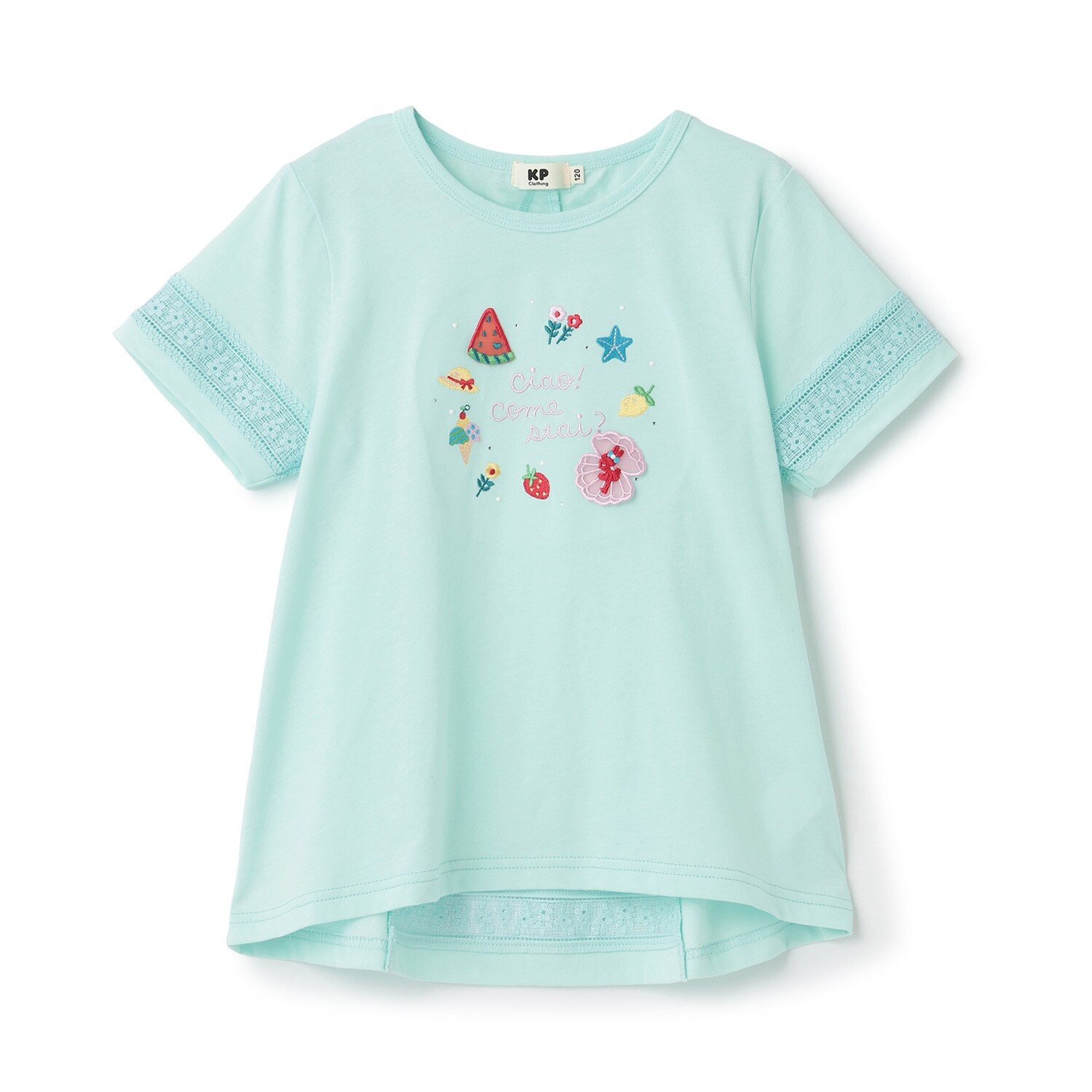 レース切り替え袖 Tシャツ