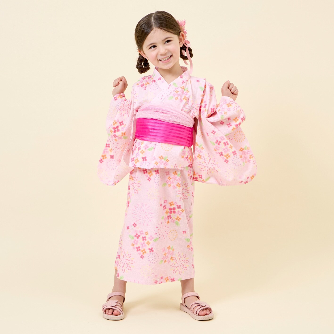 花火あじさい柄 浴衣･帯付き