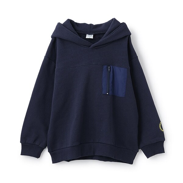 切替ナイロンポケットフードワイドスウェット