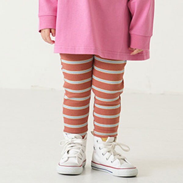 【365D.】【防汚加工】ボーダーリブレギンス