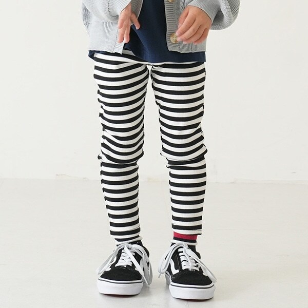 【365D.】【防汚加工】ボーダーリブレギンス