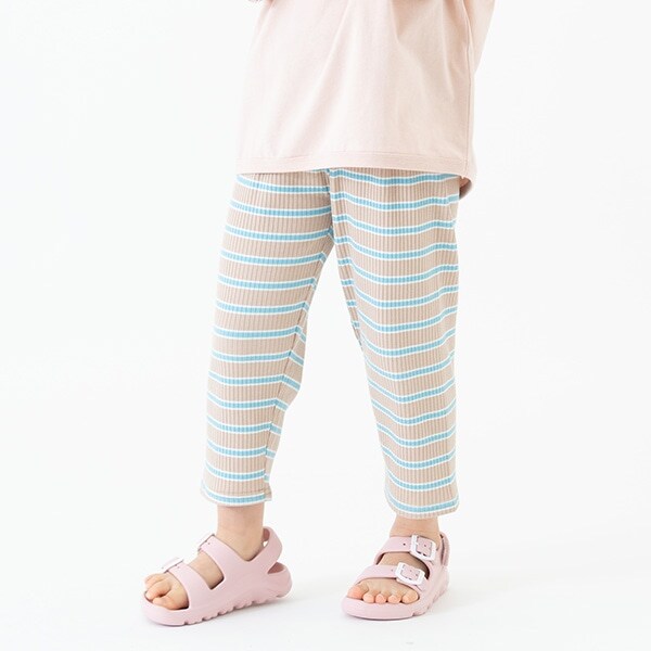 【365D.】防汚ボーダーリブ7分レギンス