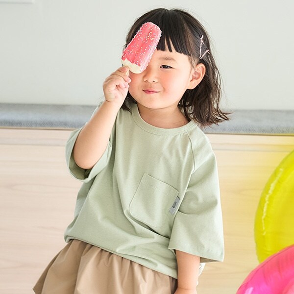 【綿100%】【365D.】無地ポケットビッグ半T