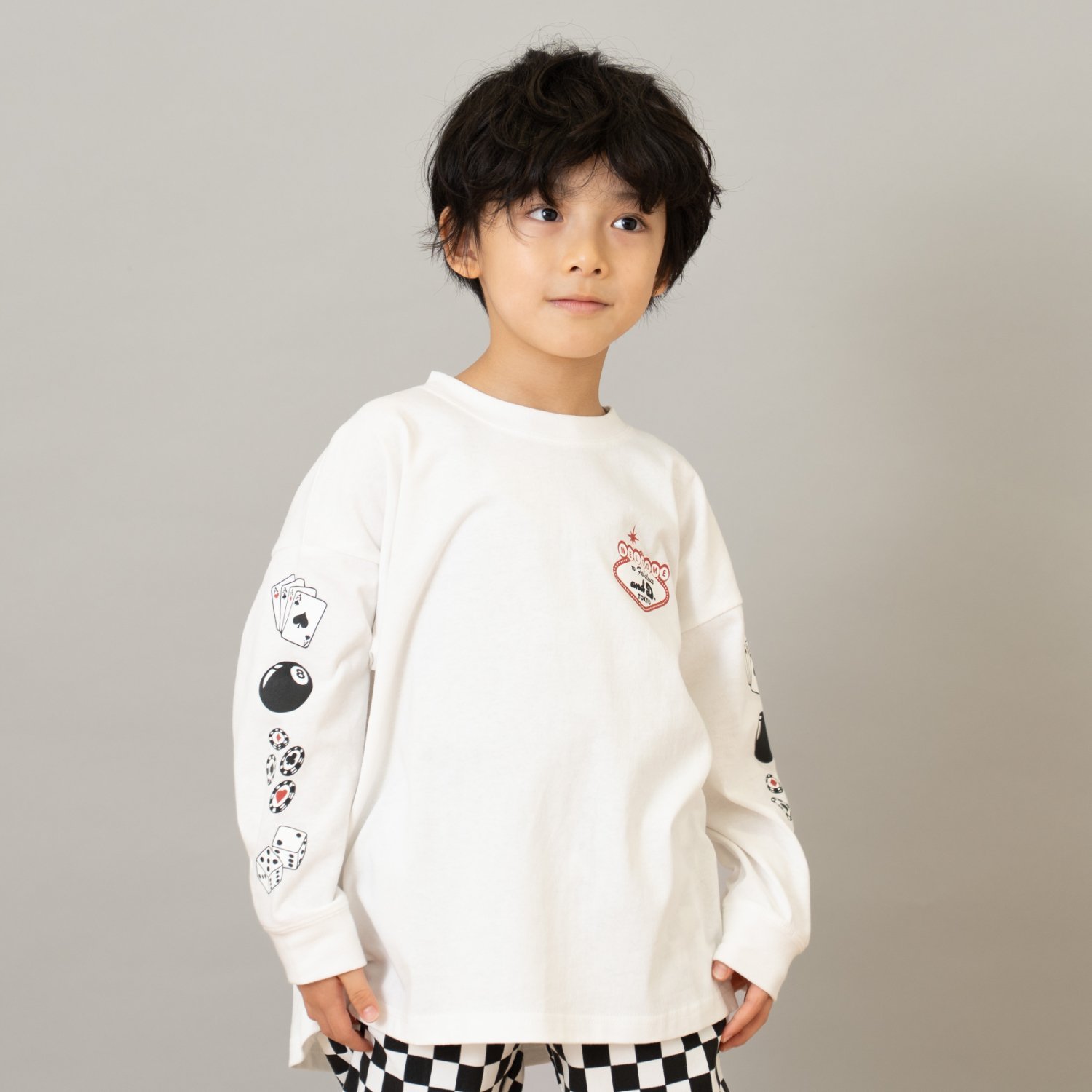 【綿100】【365D.】アソート袖プリント柄ロンT