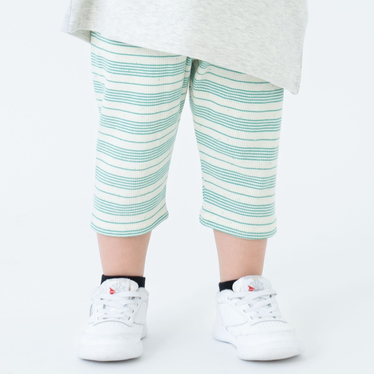 【365D】リブボーダー6分丈レギンス