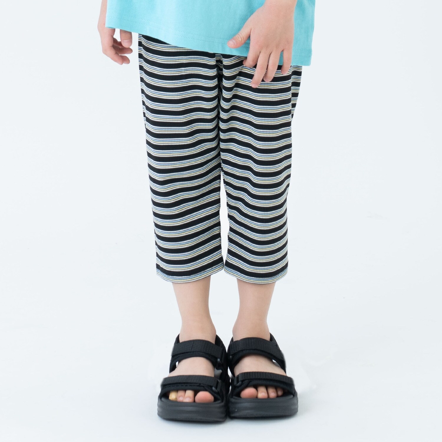 【365D】リブボーダー6分丈レギンス