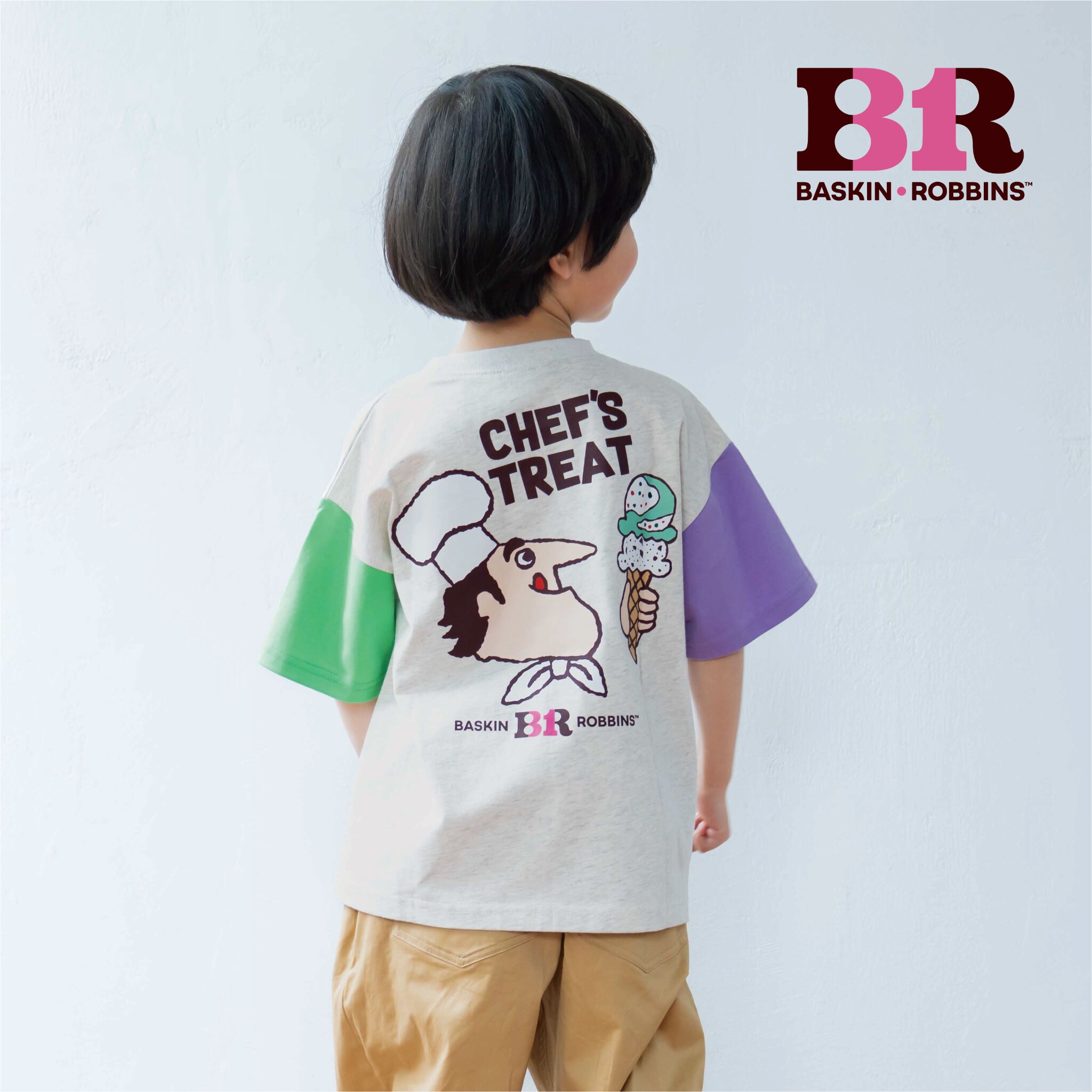 【サーティワン アイスクリーム】ワイドシルエットマルチカラーバックプリント半袖T