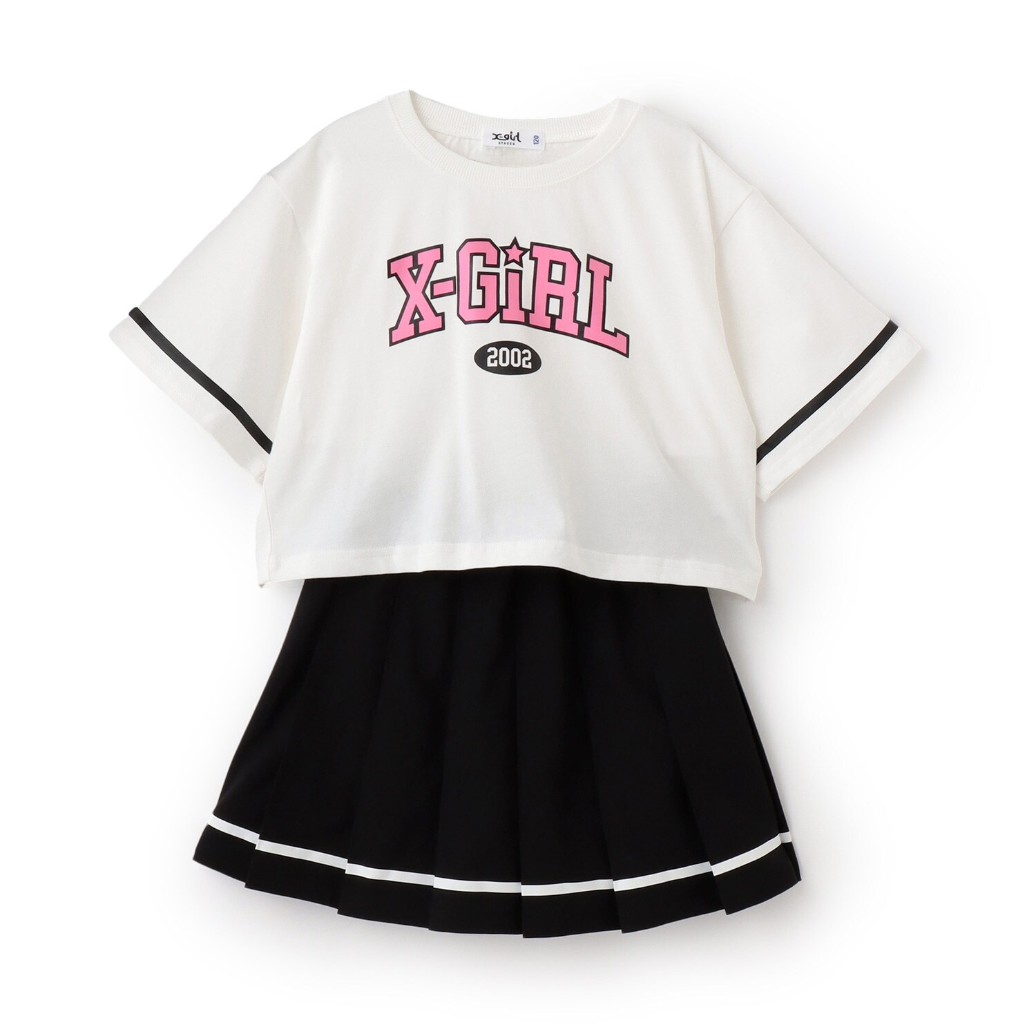 【人気商品再入荷】【直営店で取り扱い無し】カレッジロゴ半袖Tシャツ+プリーツスカート