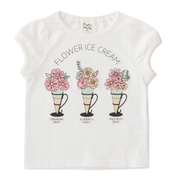 花×アイスクリームプリントパフTシャツ