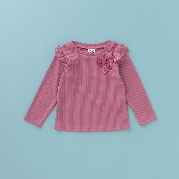 袖フリルテレコTシャツ