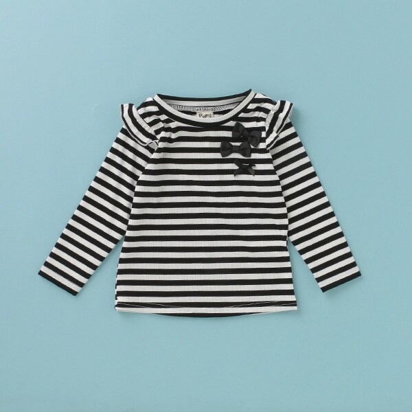 袖フリルテレコTシャツ