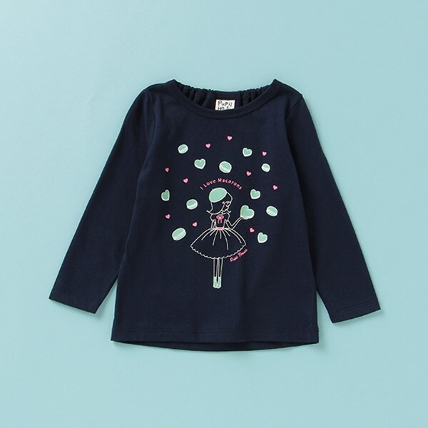 女の子×マカロンプリントTシャツ