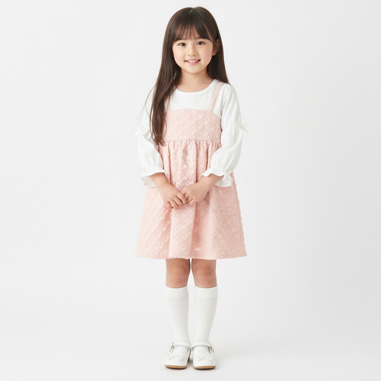 ぽこぽこフラワージャガードドッキングワンピース