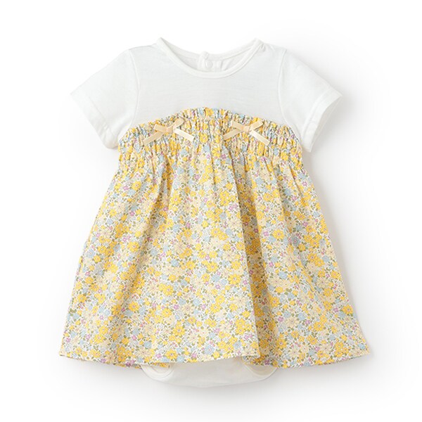 花柄半袖ロンパース