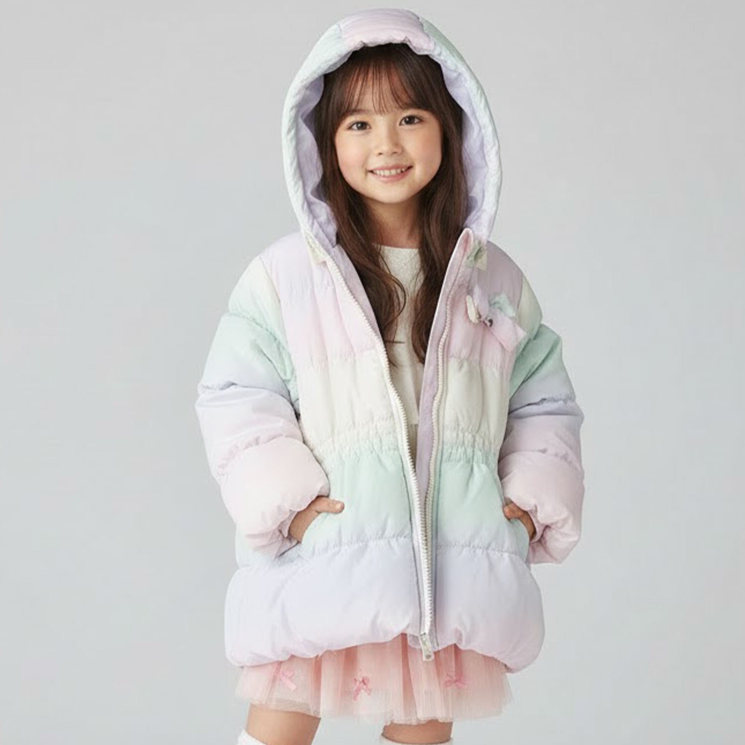 グラデーションリボン中綿ブルゾン