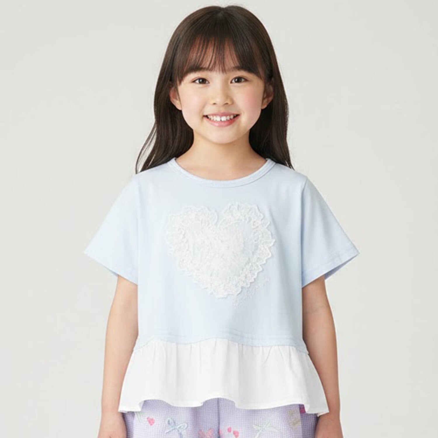 ハートモチーフペプラムTシャツ