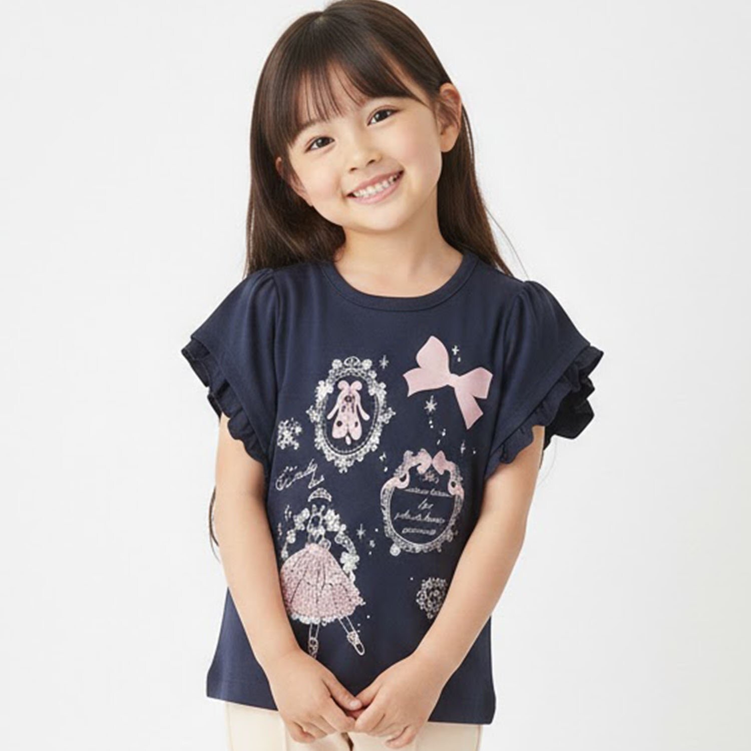 【990★ITEM】バレエモチーフ袖フリルTシャツ