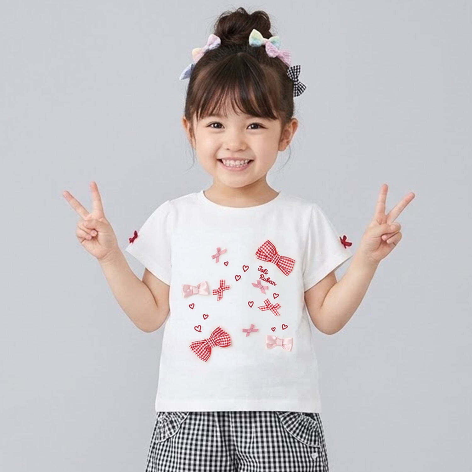 リボンアソートハート刺しゅうTシャツ