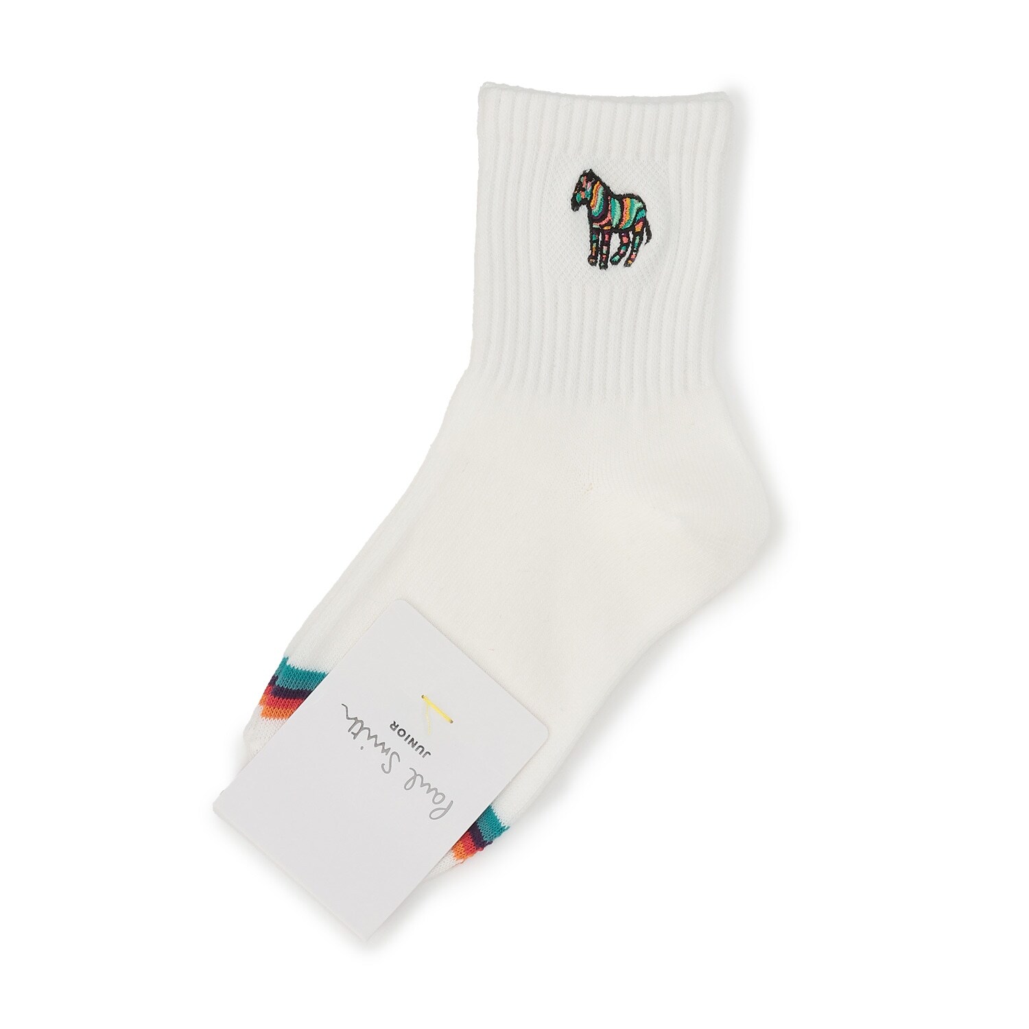 ゼブラ刺しゅうクルーソックス