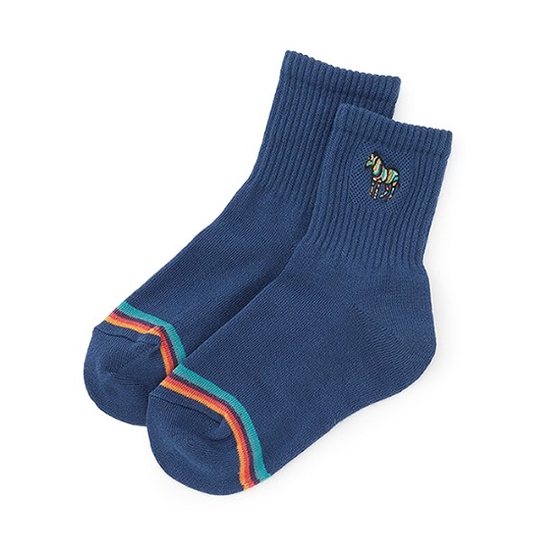 ゼブラ刺しゅうリブクルーソックス