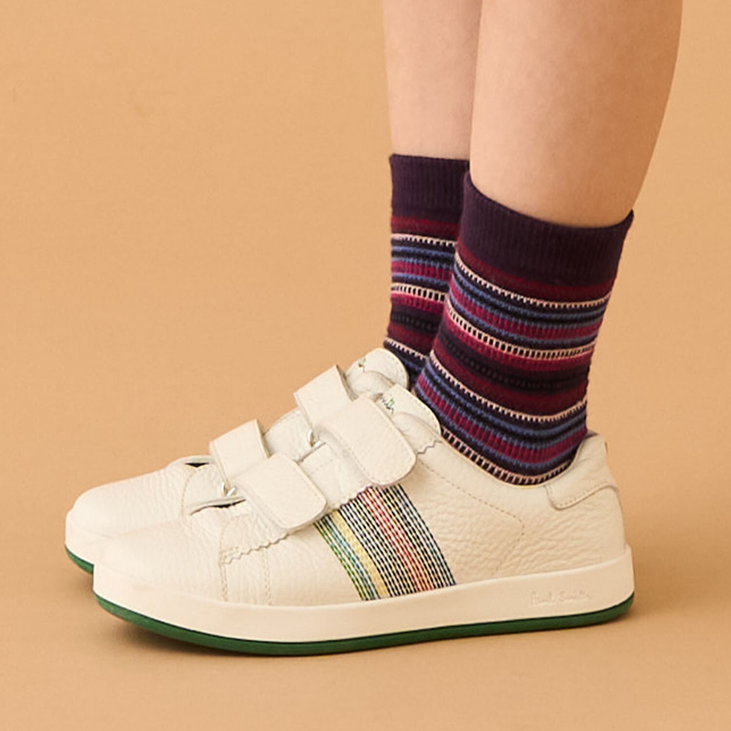 立体ボーダークルーソックス