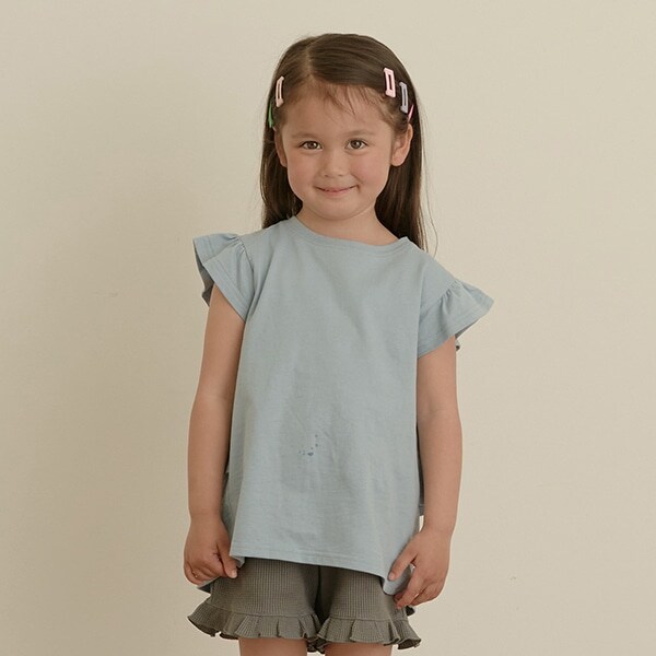 【型崩れしないやわらかコットン】フリル＆ギャザーデザインTシャツ