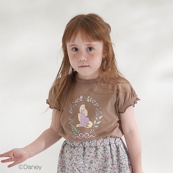 【型崩れしないやわらかコットン】【DISNEYプリンセス】フリルトップス